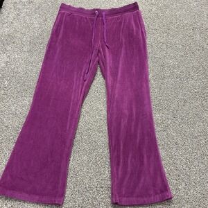 N.Y.L. Sweatpants Womens Petite Large Purple Velour Elastic Waist Lounge